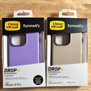 Lot of 2: OtterBox Symmetry Series Case for iPhone 14 Pro - Purple and Tan